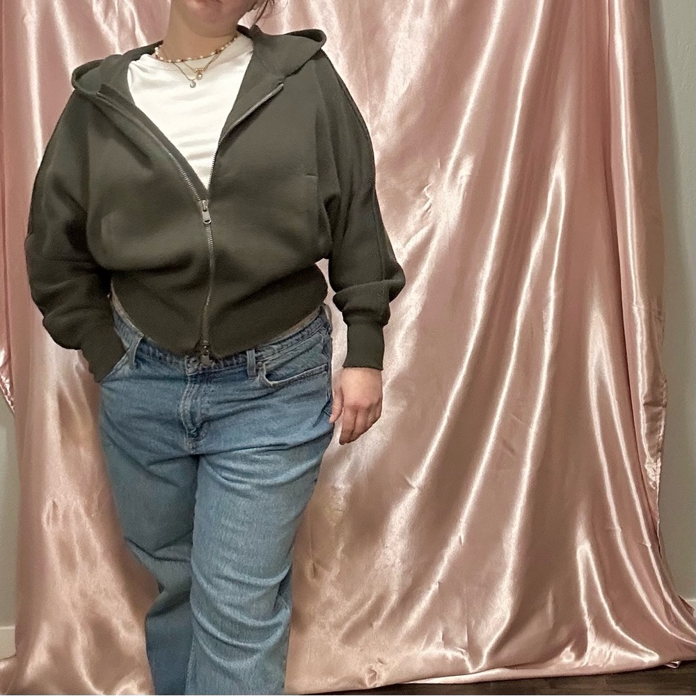 Athleta Olive Green Zip-Up Cardigan